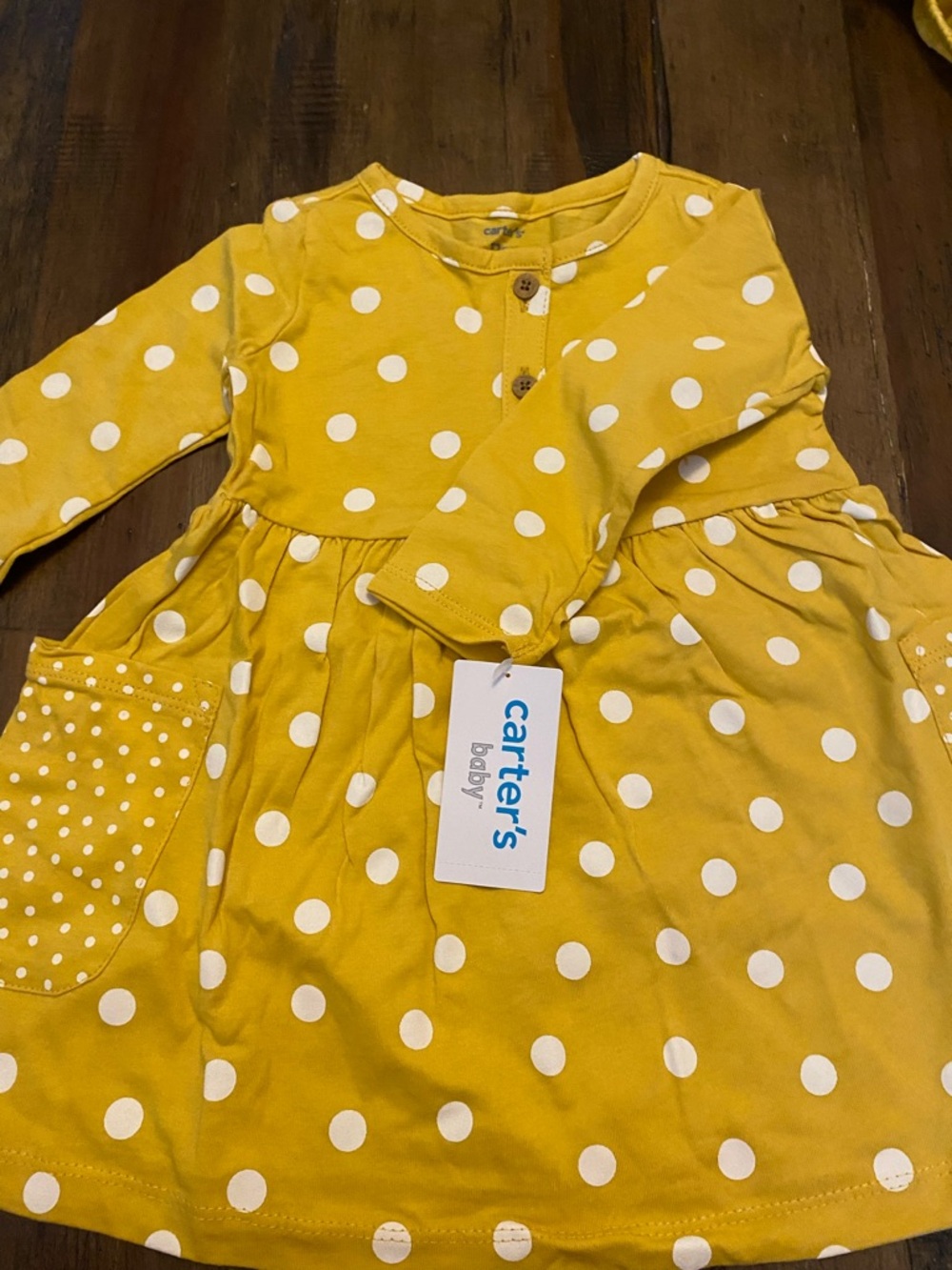 Carter's Yellow and White Polka Dot Long-Sleeve Dress